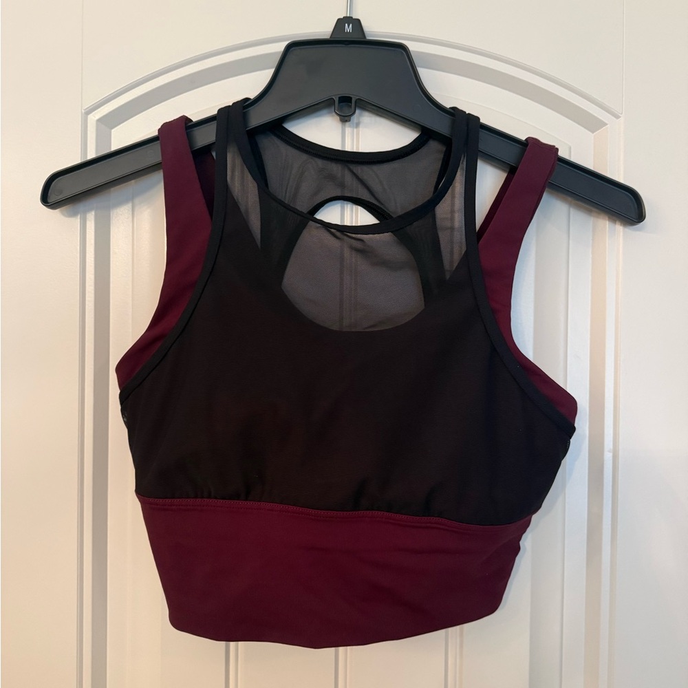 lululemon athletica Black and Burgundy Mesh-Back Sports Bra